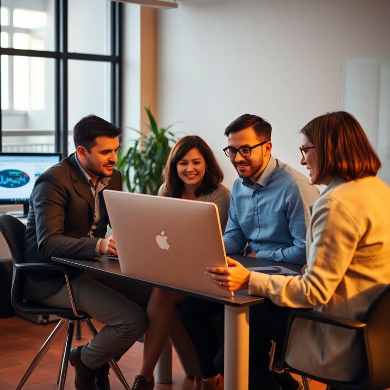 Pequeño equipo de redacción revisando datos en una oficina de Bilbao